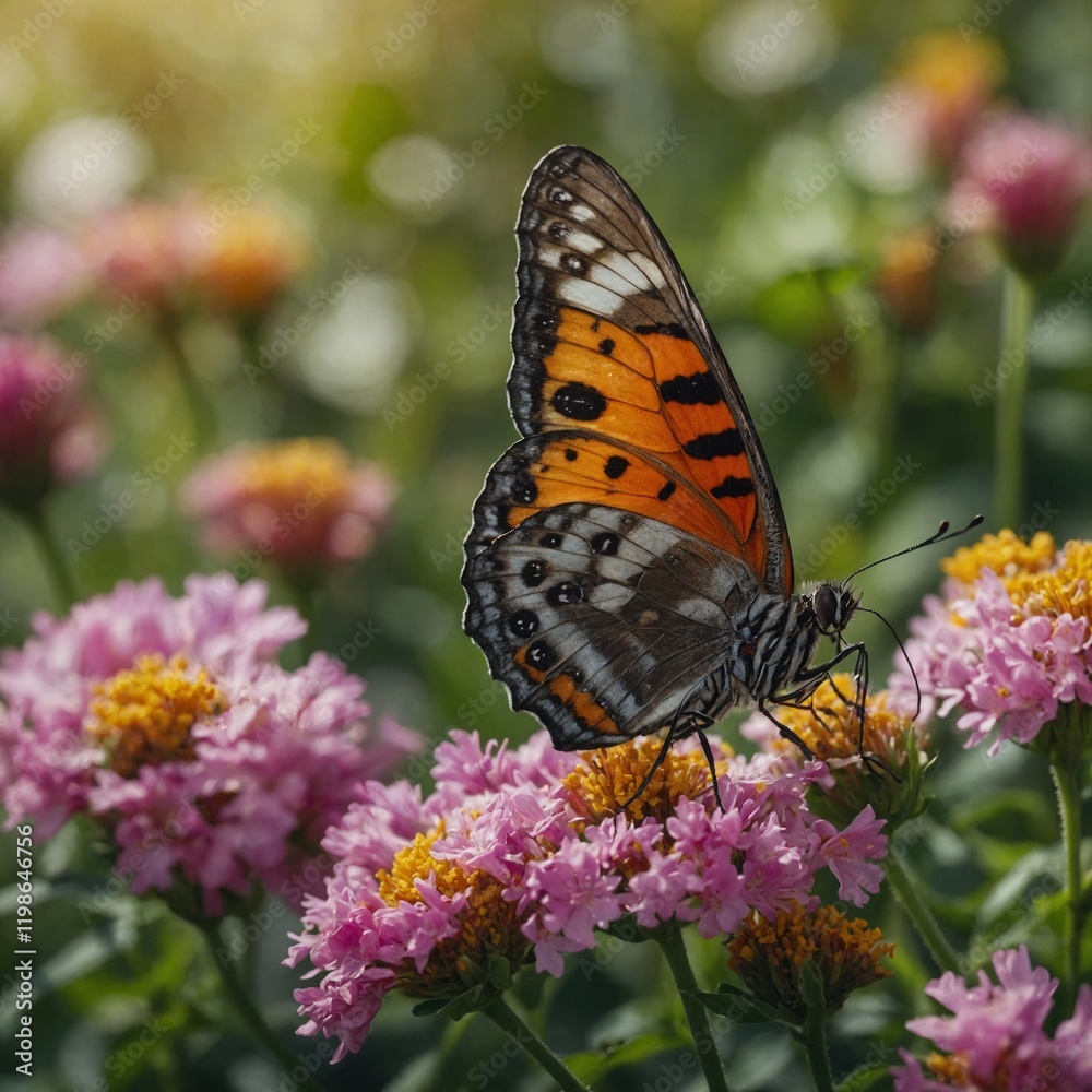A beautiful butterfly perched on a blooming flower.