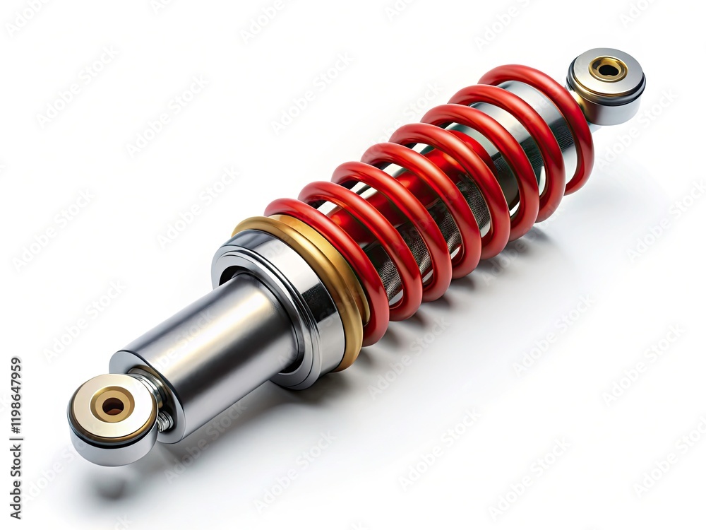 Modern Bicycle Motorcycle Shock Absorber Spring Expansion Tank Isolated White Background - High-Resolution Image