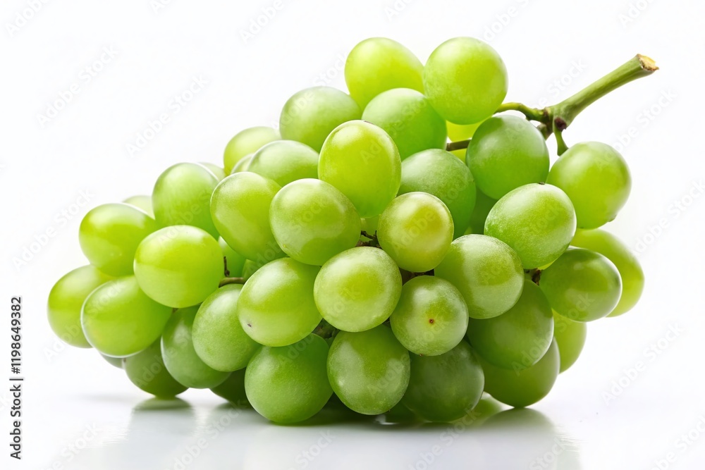 Minimalist Still Life: Green Grapes on White Background Minimalist Still Life: Green Grapes on White Background