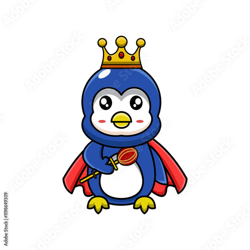 vector illustration design of the king penguin mascot