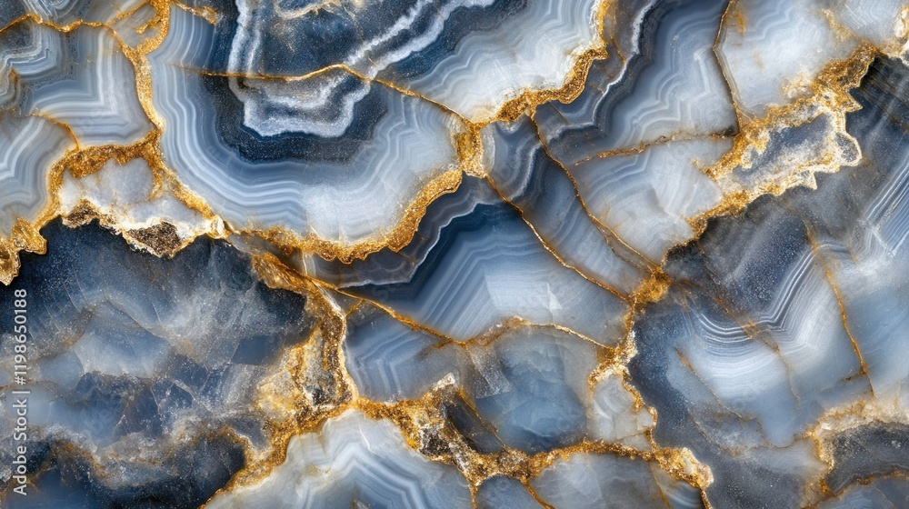 Fototapeta premium Blue and gold marble texture, swirling patterns, luxury background, design material