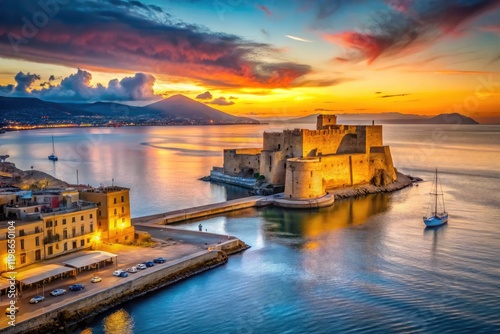 Naples Castel dell'Ovo Sunset Via Partenope Low Light Photography 2023 photo