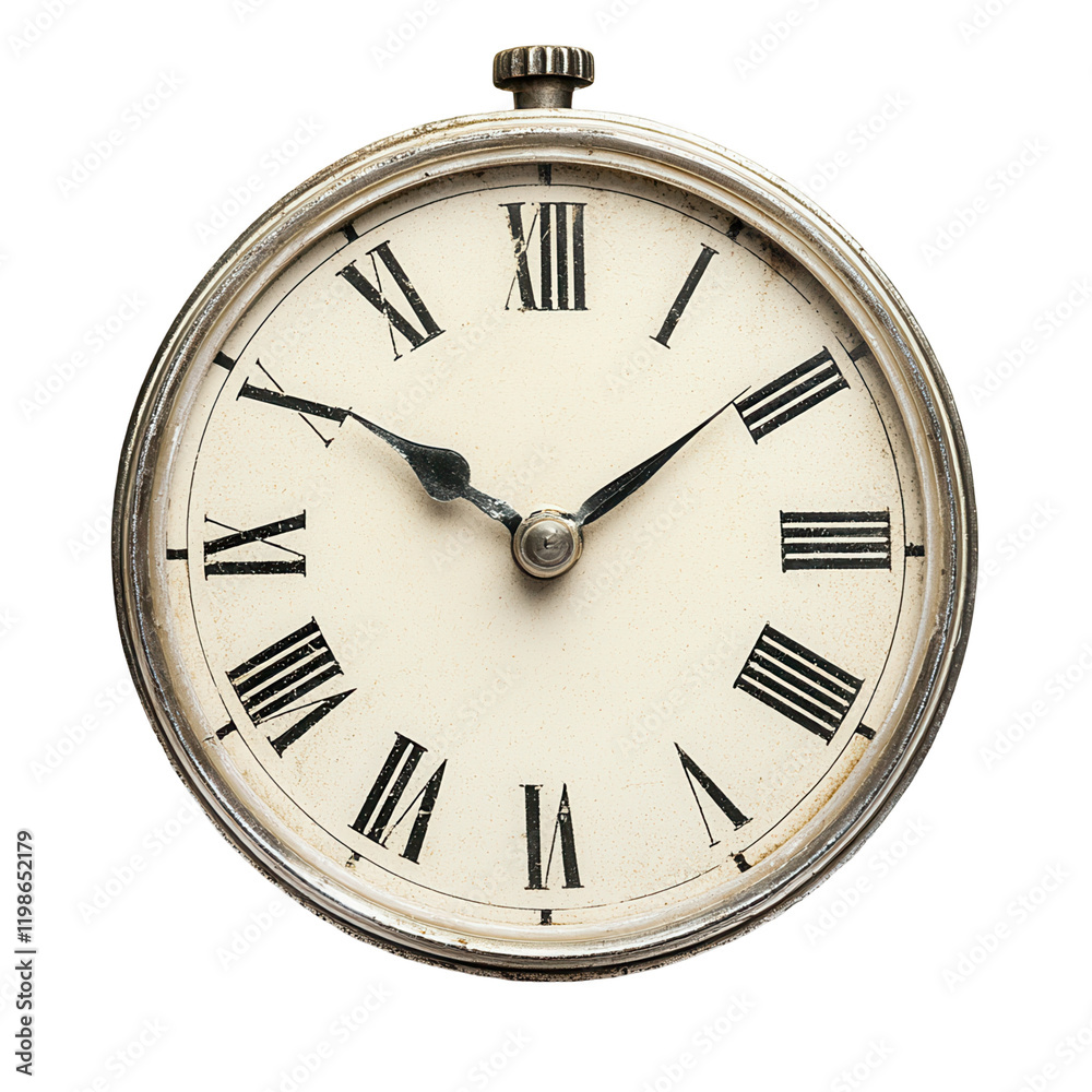 Vintage clock design transparent background high-quality image classic aesthetic isolated view