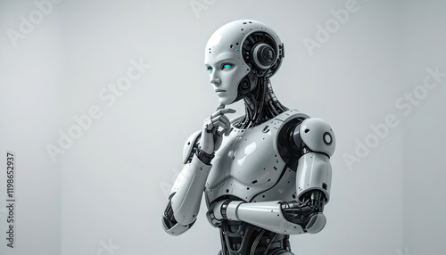 Futuristic Robot AI, Thinking Woman, AI Concept - Artificial Intell. photo