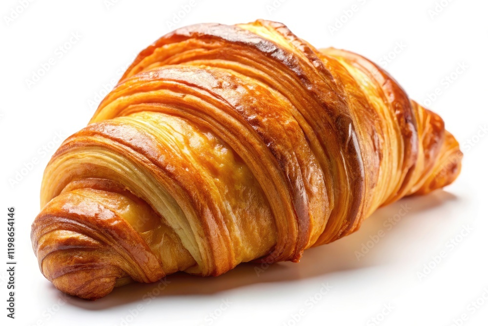 Fototapeta premium Panoramic Golden Croissant: Buttery Layers, Flaky Texture, Breakfast Food Photography