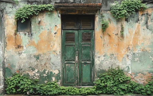 Textured green moss on aged cement brick walls, emphasizing the beauty of nature overtaking an old wall with detailed moss growth