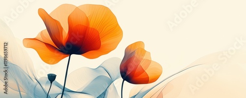 Abstract illustration of vibrant flowers with soft and flowing lines