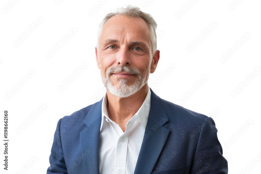 Friendly and smiling businessman looking at camera with reliability isolated on white background Friendly and smiling businessman looking at camera with reliability isolated on white background