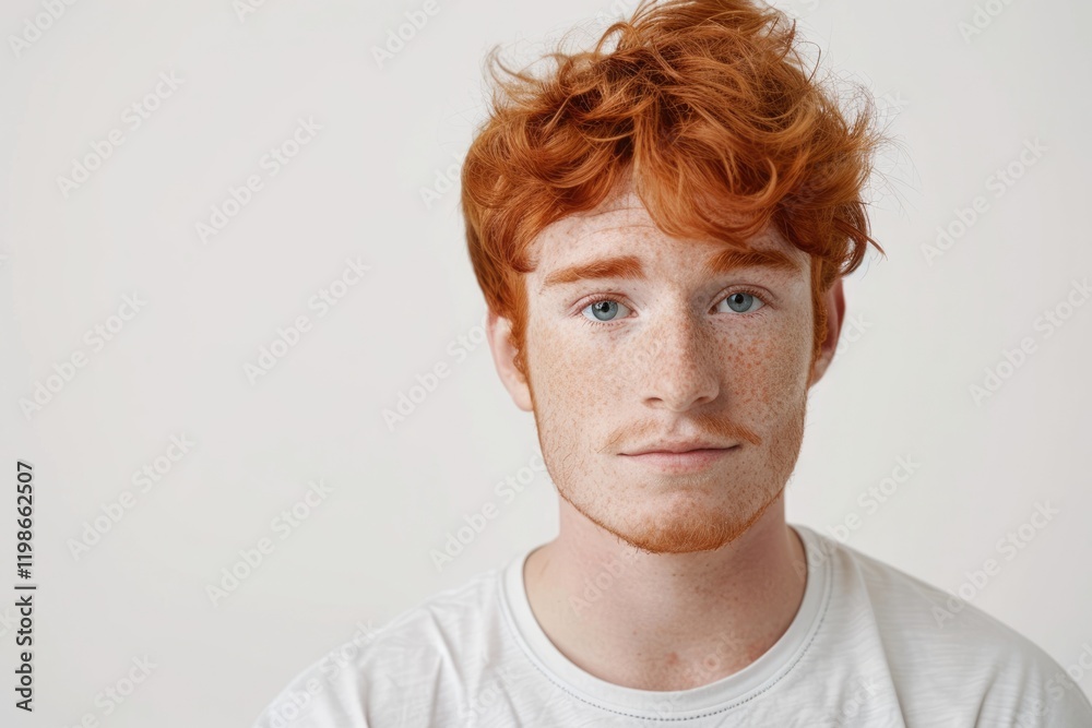 Confident red haired male blogger plans web content earns remotely Confident red haired male blogger plans web content earns remotely