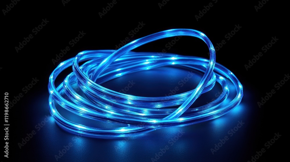 Naklejka premium Blue light lines with a black background.