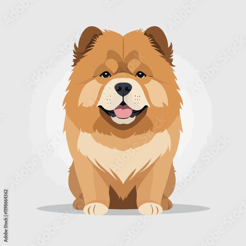 3D Chow Chow dog, white background, vector illustration.