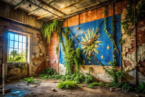 Oklahoma Urban Exploration: Abandoned Map & State Flag Graffiti Art