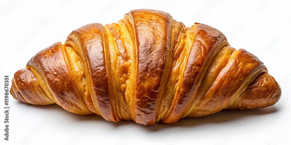 Delicious Golden Brown Croissant Isolated on White Background - Perfect for Bakery Menu or Food Blog Delicious Golden Brown Croissant Isolated on White Background - Perfect for Bakery Menu or Food Blog