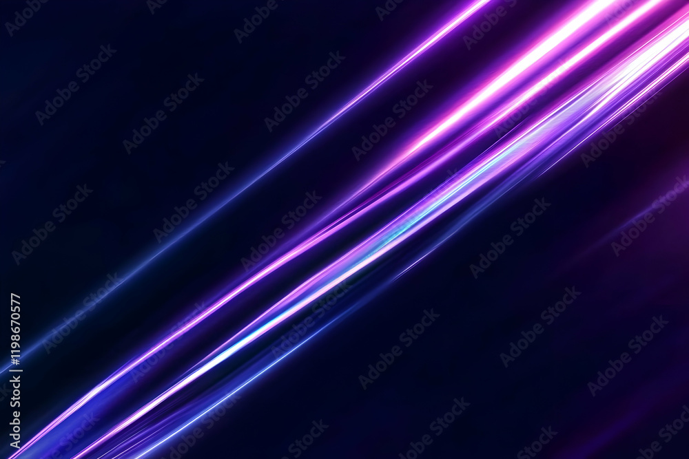 Abstract Background with Diagonal Glowing Purple and Blue Light Trails on Dark Backdrop Abstract Background with Diagonal Glowing Purple and Blue Light Trails on Dark Backdrop