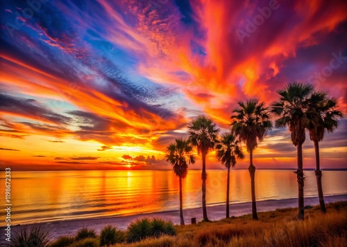 Panama City Beach Sunset: Vibrant Gulf of Mexico Sky