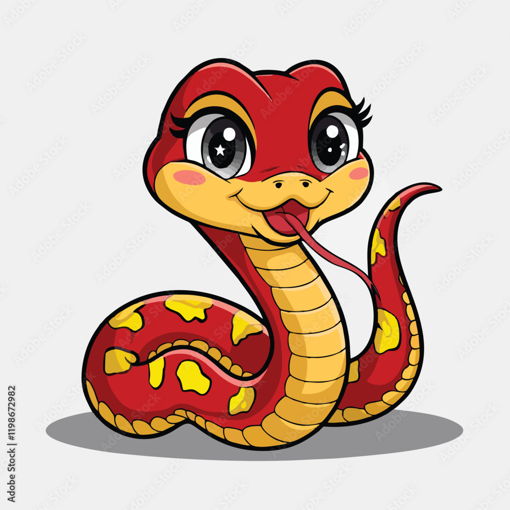 Fototapeta premium Adorable Cartoon Snake Illustration - Cute Vector Design