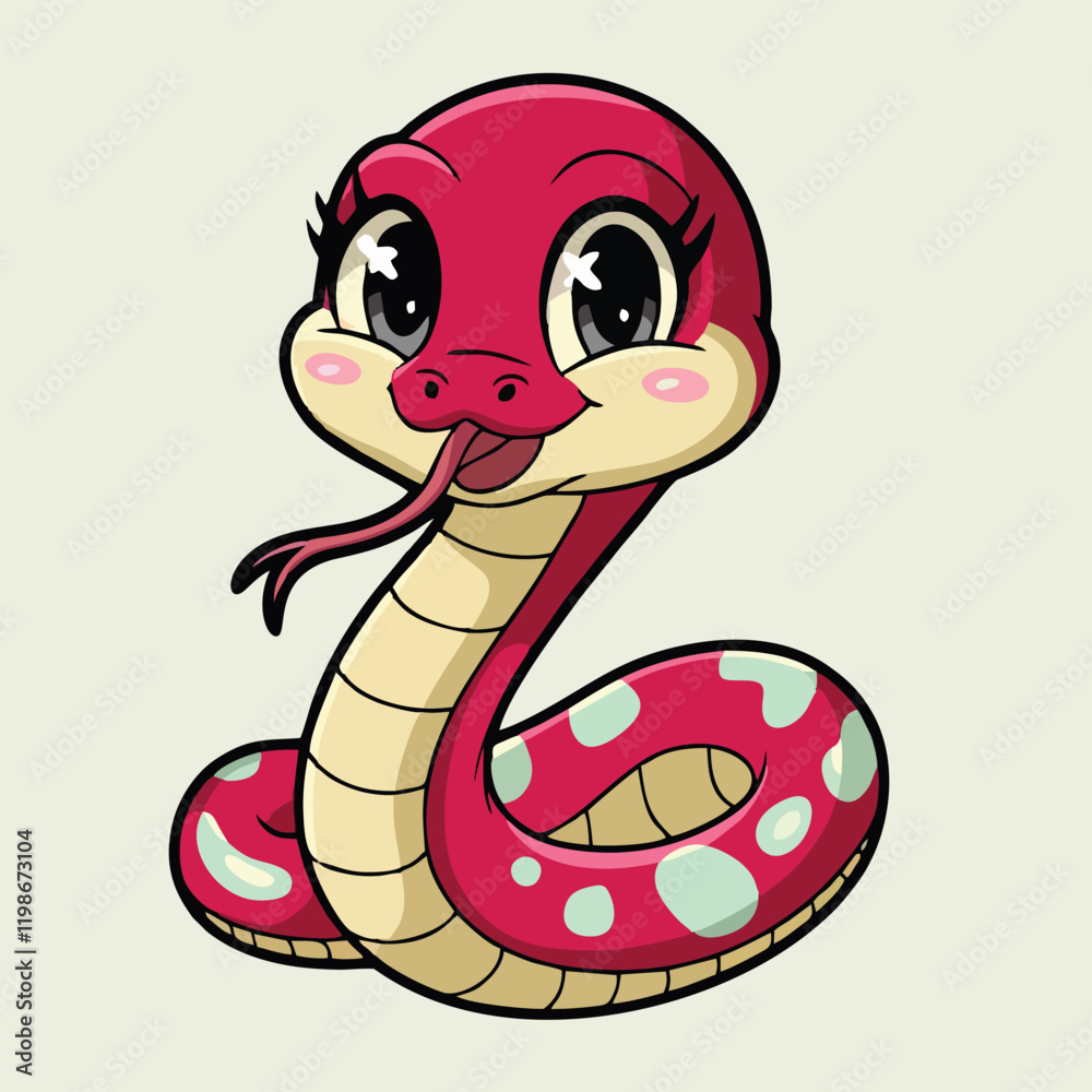 Fototapeta premium Adorable Cartoon Snake Illustration - Cute Vector Design