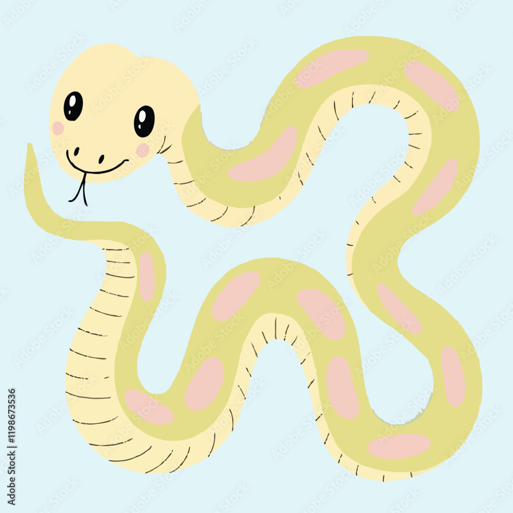 Fototapeta premium Adorable Cartoon Snake Illustration - Cute Vector Design