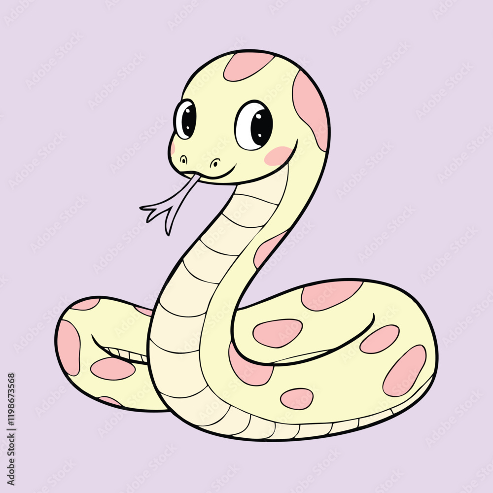 Adorable Cartoon Snake Illustration - Cute Vector Design Adorable Cartoon Snake Illustration - Cute Vector Design