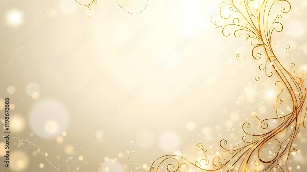 Ivory Cream Backdrop with Delicate Gold-Leaf Designs and Glowing Accents Ivory Cream Backdrop with Delicate Gold-Leaf Designs and Glowing Accents