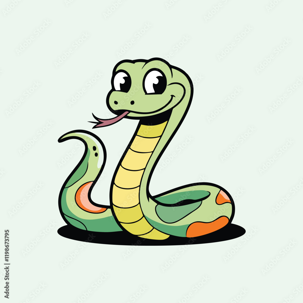 Fototapeta premium Adorable Cartoon Snake Illustration - Cute Vector Design