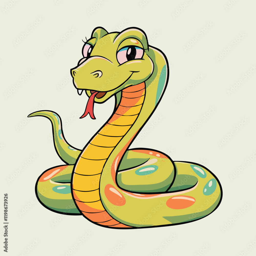 Fototapeta premium Adorable Cartoon Snake Illustration - Cute Vector Design