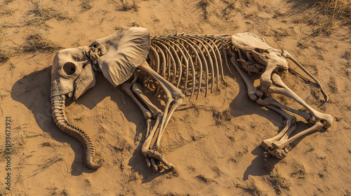 Elephant Skeletons in the Desert. Echoes of the Wild: Elephant Bones Beneath the Sands. Desert The Skeletons of Elephants. Elephant Skeletons in the Arid Wasteland. Elephant Bones in a Barren Desert