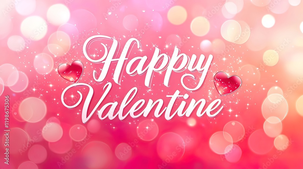 Happy Valentine's Day greeting card with hearts and bokeh background. Happy Valentine's Day greeting card with hearts and bokeh background.