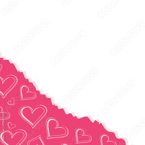 Torn Paper Valentine With Love Corner