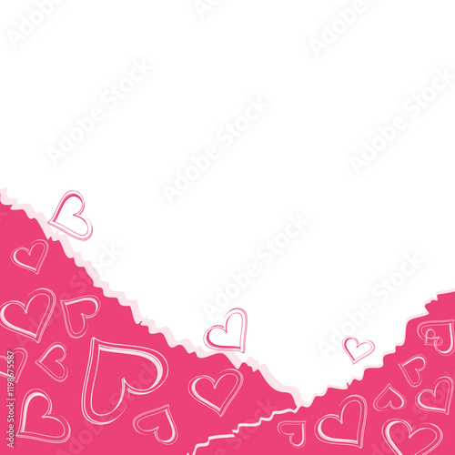 Torn Paper Valentine With Love Corner