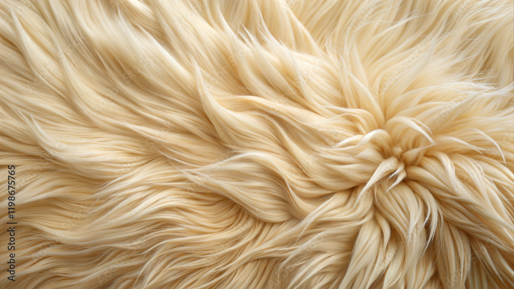 Close-up of fluffy cream fur texture