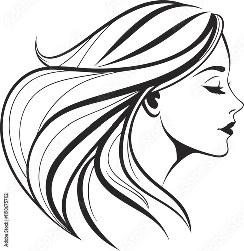 silhouette of a girl in profile. Girls symbol, vector isolated on background.