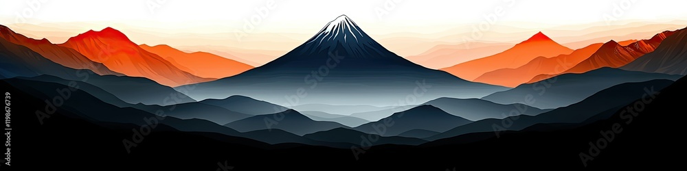 Majestic Mountain Range at Sunrise Abstract Art Majestic Mountain Range at Sunrise Abstract Art