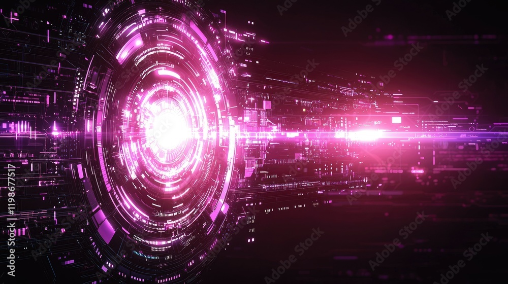Obraz premium Abstract Futuristic Technology Glowing Pink Circuitry Design