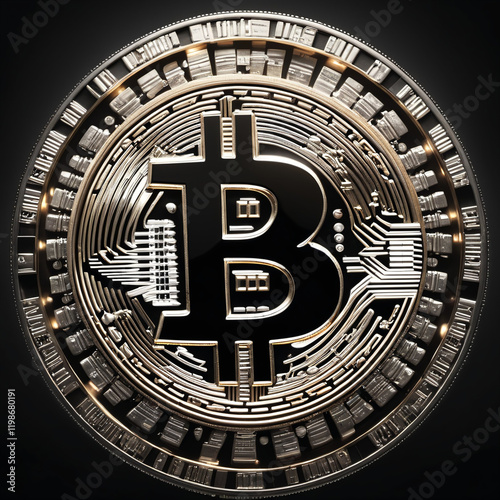 Wallpaper Mural A symbol of Bitcoin, a coin of cryptocurrency, digital money in this era. Torontodigital.ca