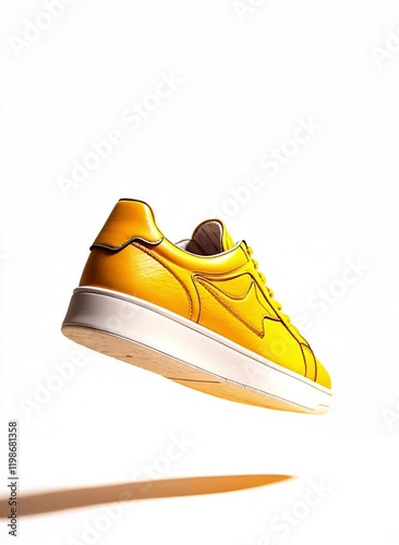 Stylish Yellow Leather Sneakers Minimalist Fashion Shoe