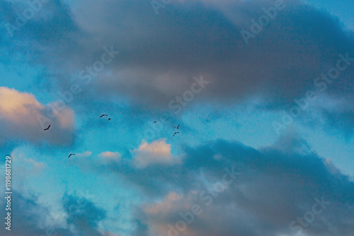 Obraz na płótnie colorful sunset clouds background w salonie