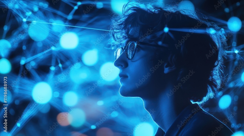 Technology-themed background with blue light trails. Technology-themed background with blue light trails.