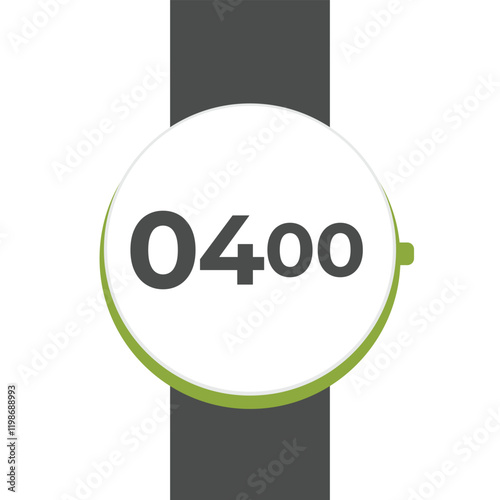 smart watch illustration at 04:00. four o'clock vector. photo