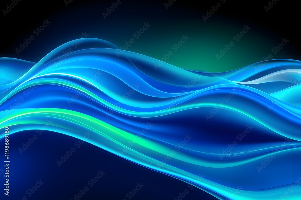 Fototapeta premium Abstract blue waves with smooth curves and gradients, evoking a sense of tranquility.