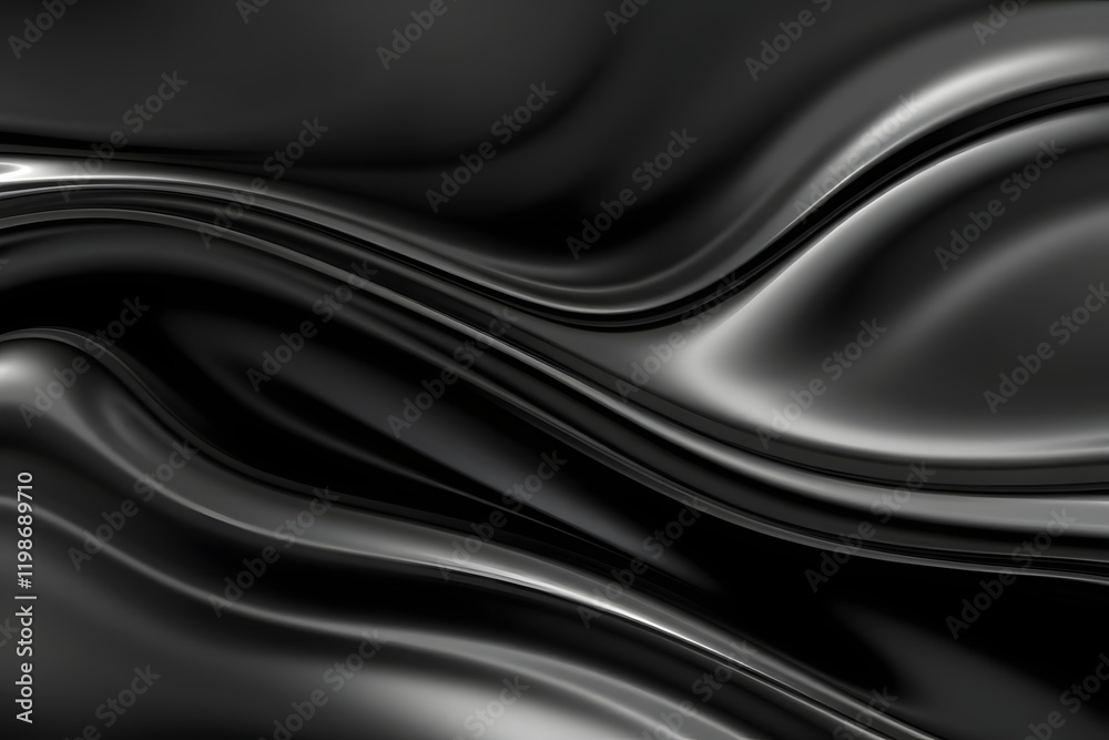Fototapeta premium Abstract black waves with a smooth, flowing texture creating a sense of depth and movement.