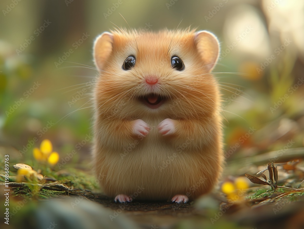 Digital Render of a Light Brown Hamster in a Natural Setting Digital Render of a Light Brown Hamster in a Natural Setting