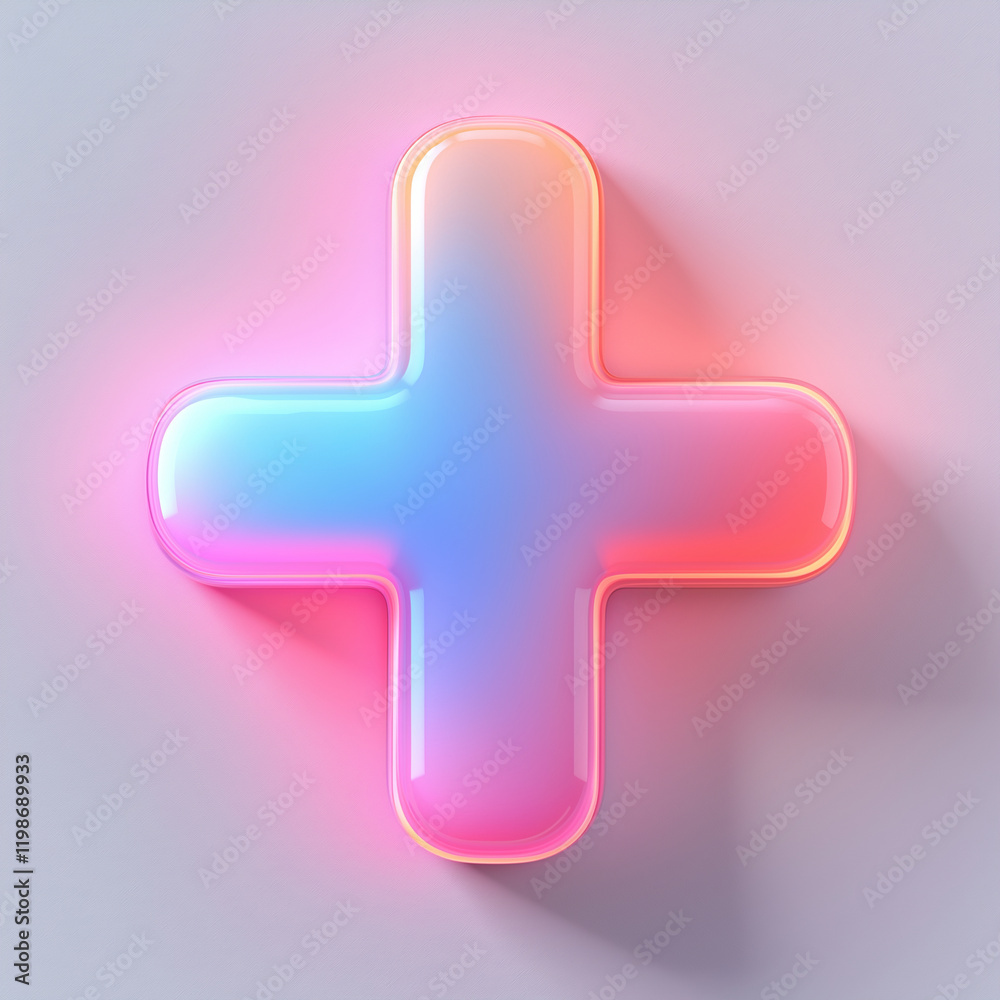 3D gradient pastel-colored icon of a plus sign, on a white background with pink and blue gradients, hyper-realistic, rendered in Octane. 3D gradient pastel-colored icon of a plus sign, on a white background with pink and blue gradients, hyper-realistic, rendered in Octane.