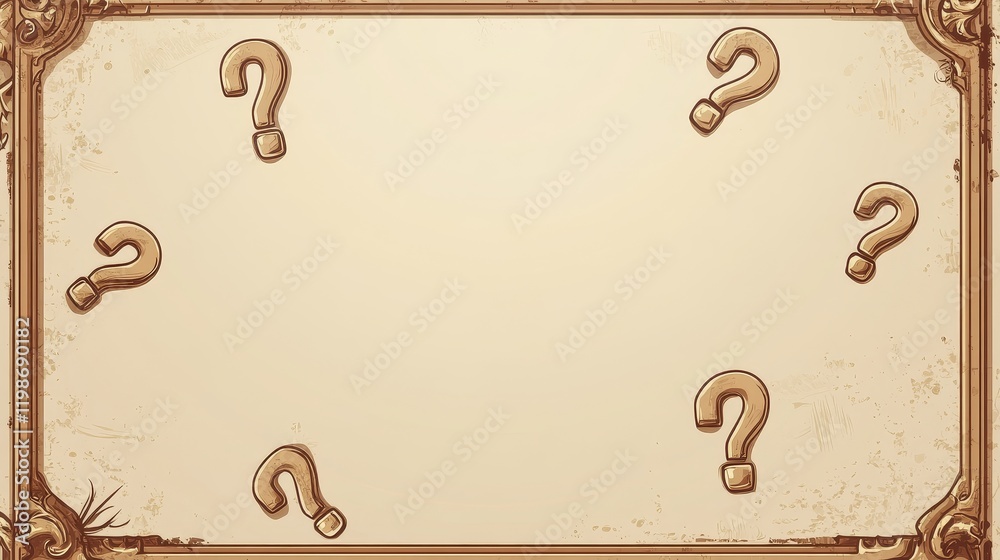Light brown background with bordered question mark icons at corners. Customizable for text, banners, cards, posters, t-shirts, and presentations. EPS 10 format. Light brown background with bordered question mark icons at corners. Customizable for text, banners, cards, posters, t-shirts, and presentations. EPS 10 format.