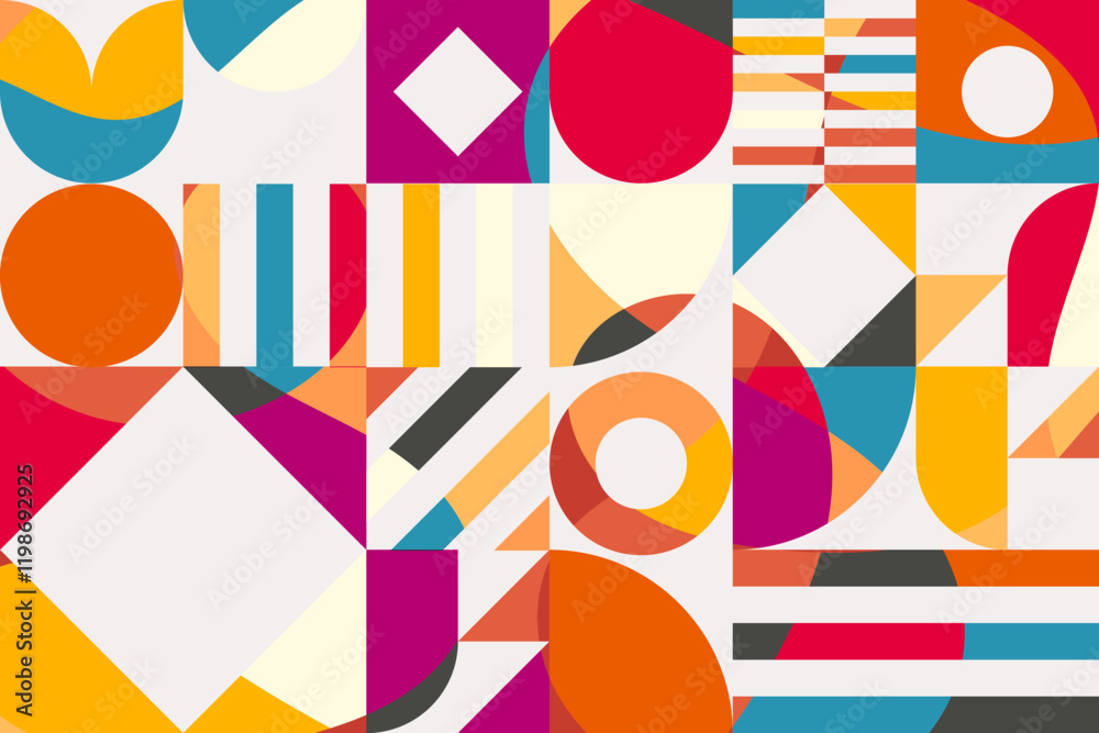 Geometric modern pattern background with geometric shape such as square, circle, triangle and line. Geometric modern pattern background with geometric shape such as square, circle, triangle and line.