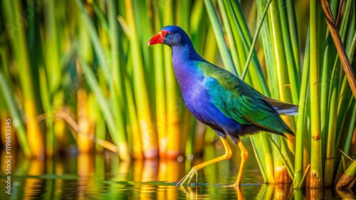 Purple Gallinule in Green Cay Wetlands, Florida - Vibrant Bird Photography photo