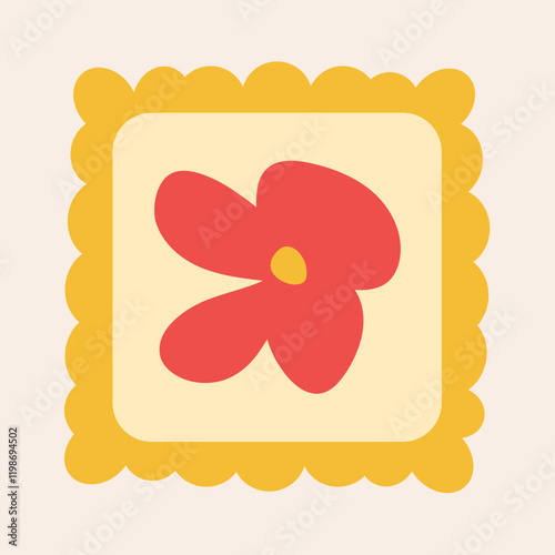 Bright red flower on a yellow background. Perfect for creating a cheerful and summery vibe