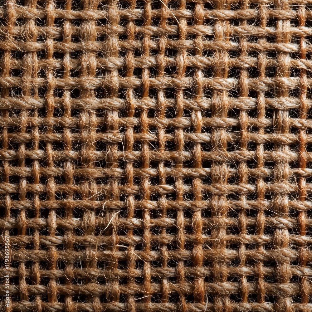 Close-up of textured burlap fabric weave