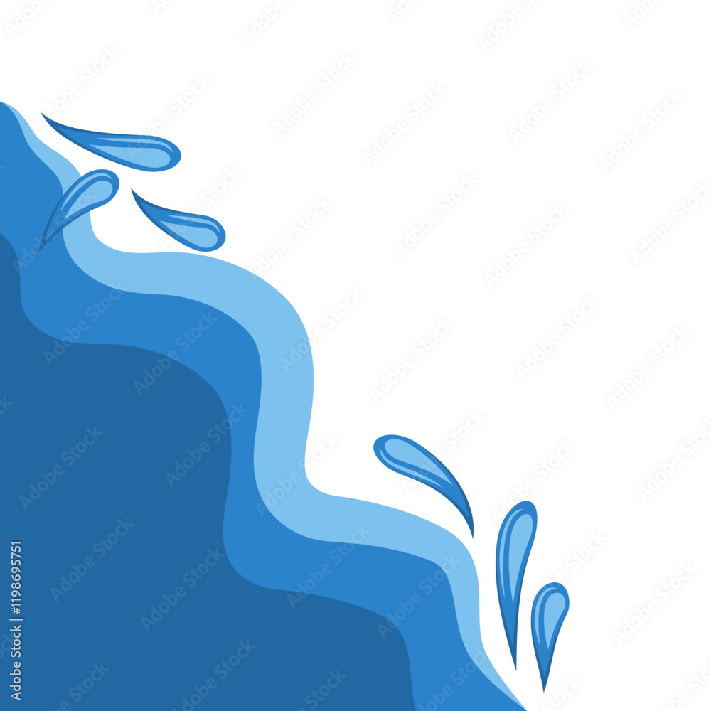 Fototapeta premium Stylized Blue Water Waves Corner