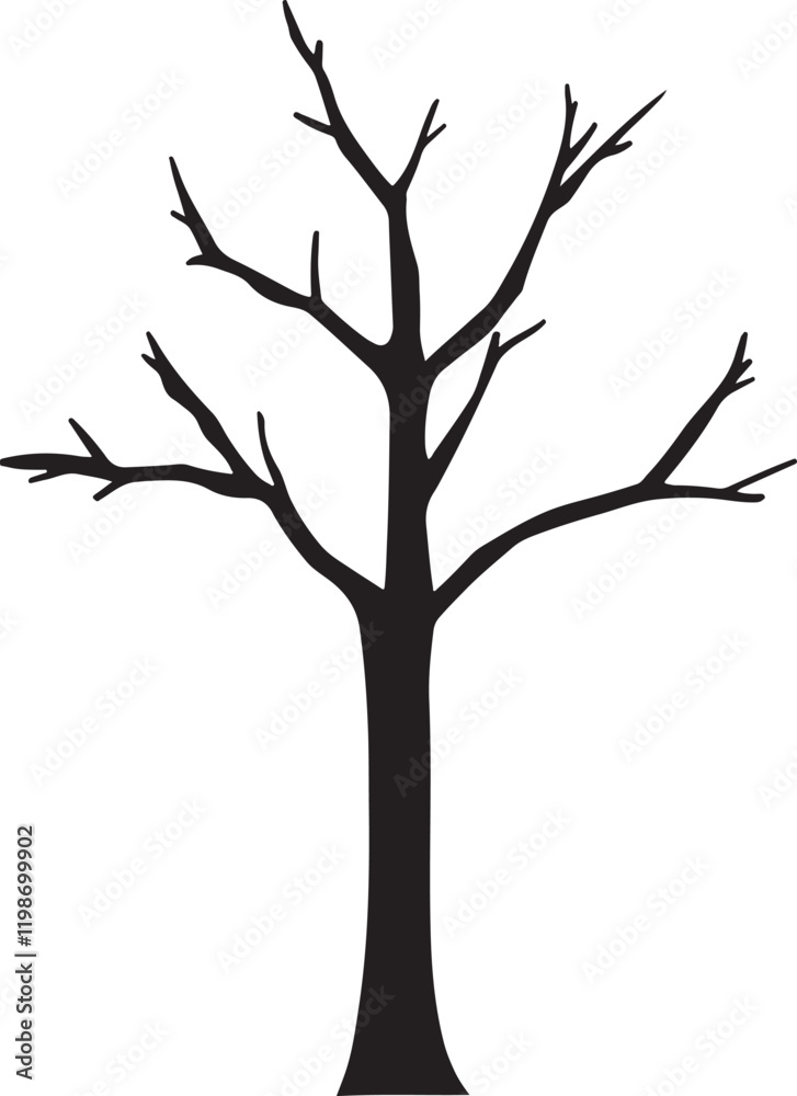 Silhouette of a Bare Tree. tree with roots Silhouette of a Bare Tree. tree with roots